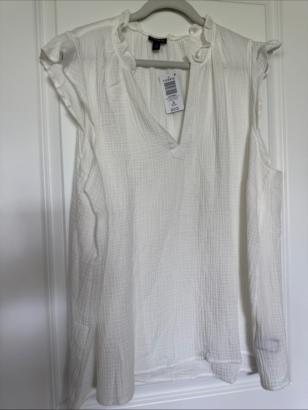 torrid White Gauze Ruffle V-Neck Tunic Top